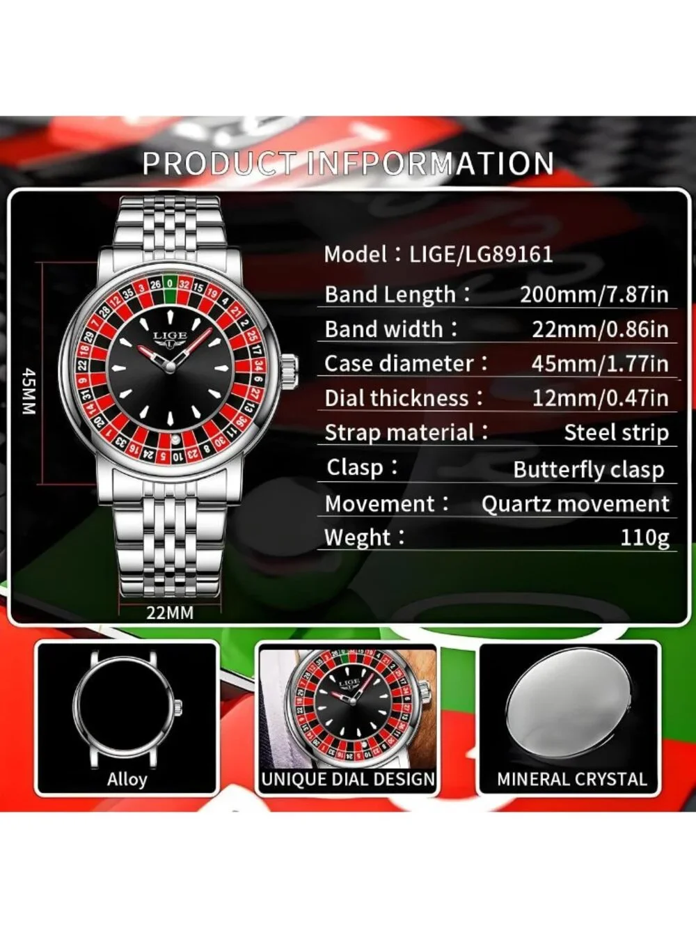 Waterproof Business Dress Quartz Watches for Men | Stylish Roulette Wheel Design